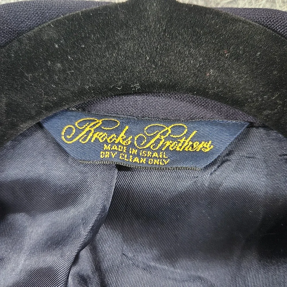 Brooks Brothers 43L Wool Suit Blazer Jacket Men Gold Button Brooksease Dark Navy